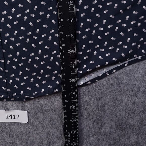 Julian & Mark Men Button up Shirt Large Tall Long Sleeve Blue Geometric Stretch - Picture 5 of 6